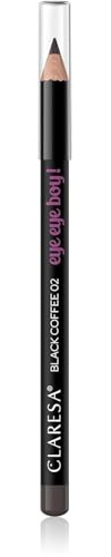 Claresa Kajal Eye Boy 02 Black Coffee Pencil, 1,15 g, lápiz Kajal marrón oscuro, lápiz de ojos cremoso duradero para líneas precisas y ojos ahumados (marrón)