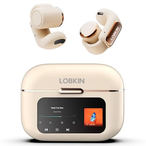 LOBKIN Open Ear Headphones, Clip On Earphones, Wireless Earbuds Bluetooth 5.4, Open Ear Earbuds with LED Touchscreen Display and 4GB Memory,36 Hours Playtime,Sports Headphones for Fitness and Running