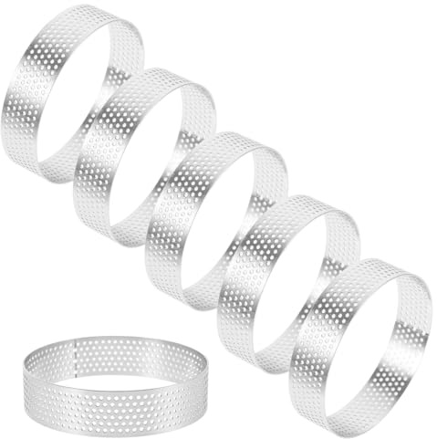 BESPORTBLE Lot de 6 Moules à Pizza Ronds en Acier Inoxydable 430, Anneaux Perforés Antiadhésifs pour Pâtisserie, Faciles à Nettoyer, Maison Boulangerie