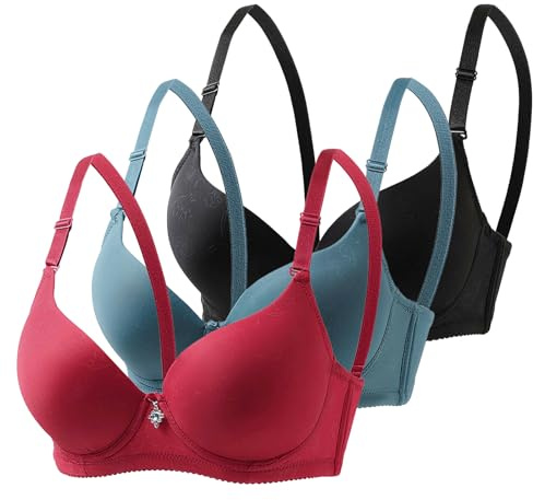 Générique Lot de 3 Soutiens-Gorge Femme avec Armatures Brassière Classique Push Up Lingerie Confortable Bretelles Réglables Bustier Sculptant Balconnet Maintien Quotidien