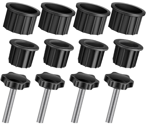 SHINEOFI Bouchons de Rechange pour Pied de Parasol 12 Pièces Cache-Base Noir pour Trou de Mât Accessoires pour Support de Parasol de Terrasse Manche Stabilisateur à Vis M8 Pièces pour