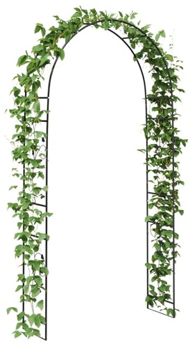 vidaXL Arche de Jardin Floral Noir 115 x 37 x 231 cm, Jardin et Terrasse, Rectangulaire, Moderne, Durable, pour Espaces Extérieurs, Profitez de l'Air Frais et de la Lumière Beige avec Style