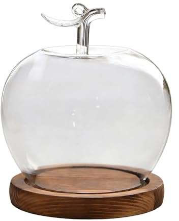 Cloche en Verre avec Socle,Décor de Bureau en Forme de Fruit | Cloche en Verre pour Fleurs Stabilisées | pour Collectionneurs Maison Bureau Boutique Mariage Bijoux Figurines Poupées Souvenirs