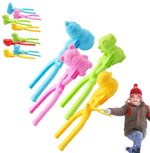 Schneeballformer, 4 Stück Niedliche Schneeballformen, Praktische DIY-Schneeballklammern Mit Griff, Schneeballspielzeug Mit Ente, Drache, Schneemanns Und Bär, Werkzeugklammer Für Erwachsene Und Kinder