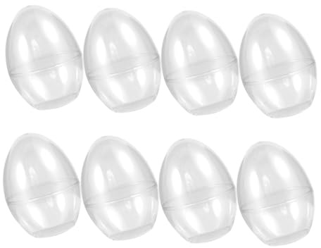 Tofficu 8pcs Jumbo Plastic Fillable Easter Eggs Egg Shaped Box Candy Decoration for Party Crafts Home Spring