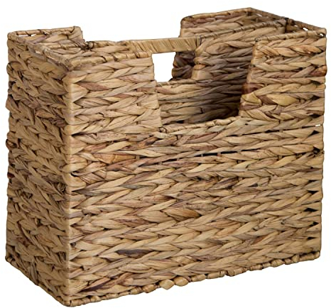 Homestyle4u 1829, Zeitungsständer Modern Zeitungshalter Zeitungskorb geflochten mit 2 Ablagen Wasserhyazinthe 40 cm Natur