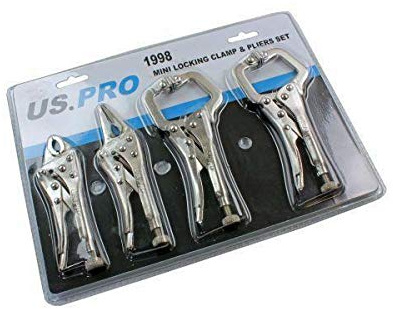 BERGEN 4Pc Welding Mini Vice Locking C Clamps & Pliers Mole Grips B1796