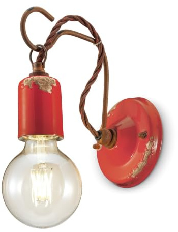 ferroluce Retro Wandleuchte mit Anhänger Minimal, Rot