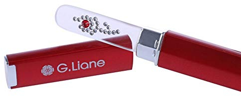 G.Liane Glas Maniküre Feile Mit Swarovski Kristallen Premium Qualität Doppelseitige Kristall Glasnagelfeile Aus Gehärteten Glas Mit Etui – Gesunde Nagelpflege Für Frauen Männer -Design (RED ROSE)