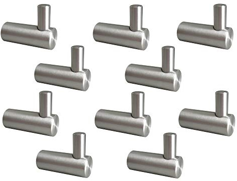 Breeze 10x Garderobenhaken echt Edelstahl massiv Kleiderhaken Wandhaken Handtuchhalter Wandgarderobe Garderobe Haken Flur Bad Küche Keller