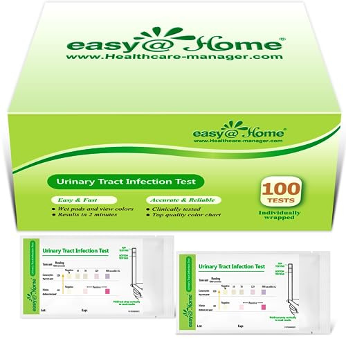 Easy@Home 100 Individual Pouch Urinary Tract Infection Test Strips, UTI Urine Testing Kit for Urinalysis and Detection of Leukocytes and Nitrites (UTIPOUCH-100P)