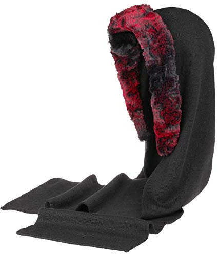 Gebeana Faye Fake Fur Schalhaube Kapuzenschal Damenschal Strickschal Haube Mützenschal Capuchon (One Size - bordeaux)