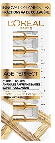 L'Oréal Paris - Ampoules Raffermissantes - Cure Anti-Âge 7 Jours - Peau Fortifiée & Remaillée en 7 Jours - Concentrée en Collagène - Peaux Matures - Age Perfect - 7x 1 ml