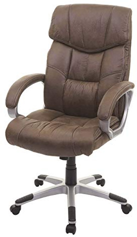 Mendler Bürostuhl HWC-A71, Chefsessel Drehstuhl Schreibtischstuhl, Stoff/Textil, FSC® - Wildleder-Optik braun