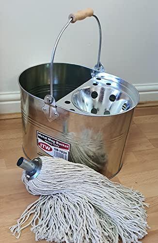 Lot de 6 têtes de balai à franges en acier galvanisé épais et absorbant pour tous les jours, la maison/le travail, usage commercial, pour une utilisation robuste et durable (6 pièces L, 350 g)