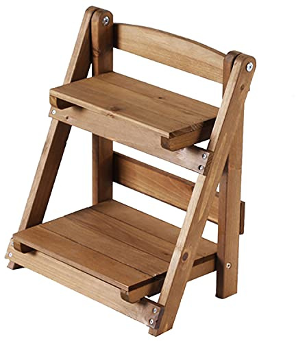 Primo Supply Wooden Ladder Shelf (1-Pack) - 2-Tier Vintage Step-Style Tabletop Decor Rack - Plant Stand - Desk Storage Rack Shelf