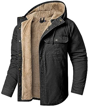 Mr.Stream Herren Winterjacke Kapuze Fleecejacke Arbeitsjacke Wärme Gefütterte Hoodie Jacken Hooded Parka mit Taschen Hoody Jacke