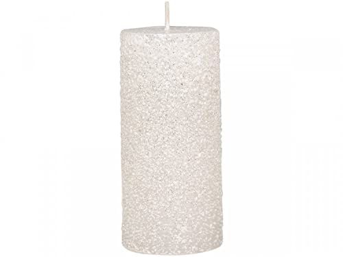 Chic Antique Macon rustikale Stumpenkerze versch.Farben und Größen Kerze Antik NEU Altarkerzen 100 % Paraffin lange Brenndauer (Creme Glitter, 11 x Ø 5 cm)