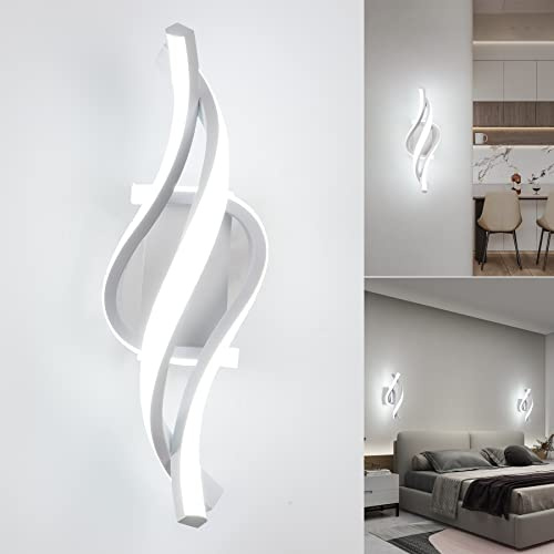 LED Wandleuchte Innen, 22W Wandlampe,Modern Innenwandleuchte,6000K kaltweiß Wandbeleuchtung,Up Down Innenleuchte Wandlichter,gebogene Design wandleuchten für Wohnzimmer Schlafzimmer Treppenhaus Flur