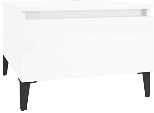 Makastle Beistelltisch Wohn- & Schlafzimmer Abstelltisch mit 1 Schublade, Couchtisch Kaffeetisch Wohnzimmertisch Sofatisch Telefontisch Hochglanz-Weiß 50x46x35 cm Holzwerkstoff