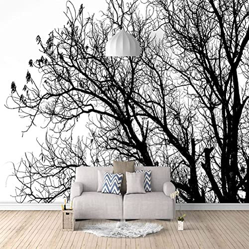 Papier Peint Mural Autocollant Nouveau 3D Grand Mural Arbre Noir Et Blanc Simple Papier Peint Mural 3D Papier Peint Mural 3D Pour Décor De Salon, Photo Murale Peler Et Coller L'Art M 400(L)x280(H)cm