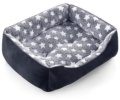 GASUR Small Dog Beds Small Size Dogs, Rectangle Washable Dog Bed, Orthopedic Dogs Sofa Bed, Pet Cuddler Anti-Slip Bottom, Soft Calming Sleeping Warming Puppy Bed (S (20x 19x 6), Black)
