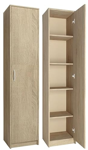 KUBUTKU Pratico armadio 180 x 39 x 35 cm, con 1 ante, 4 ripiani, armadietto multiuso per ufficio, casa (Sonoma)
