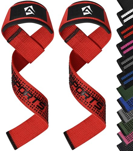 AQF Sangles de Musculation Antidérapantes avec Rembourrage Néoprène | 23 inches, Néoprène 5 mm, Coton Renforcé, Coutures Renforcées, Deadlift, Tractions, Rowing, Vendues par Paire