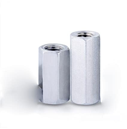 Verbindungsmutter, Sechskantmutter, Verbindungsmutter 2–5 Stück, Stahl mit Zink, M3, M4, M5, M6, M8, M10, M12, Sechskantmutter/Sechskantmutter/Gewindewellenverbindung (Größe: M5 x 10, 5 Stück) ( Color