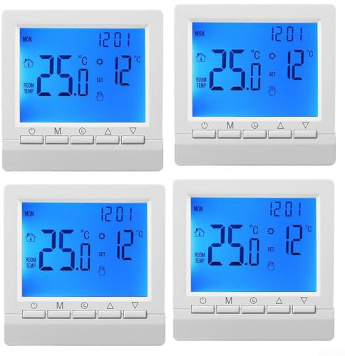 Termostato programable digital controlador de temperatura ambiente LCD calefacción habitación (4 unidades)