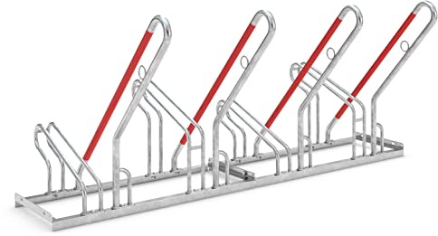 Anlehnparker 2504 XBF | Fahrradständer einseitig | für 4 extra breite Fahrräder | erweiterbar | Abwechselnde Hoch-/Tiefeinstellung | mit Anlehnbügel | Dreifke®