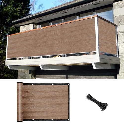 MVPNET 90 % Sichtschutzzaun, 15,7 x 15,2 m, Balkonwindschutz für Garten, Mokka