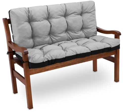 Amazinggirl Bankauflage Sitzkissen Outdoor Hollywoodschaukel Kissen 180 x 100 cm - Sitzpolster Bank Polster für Sitzbank Gartenbank und Paletten Bankkissen Indoor und Outdoorkissen Hellgrau