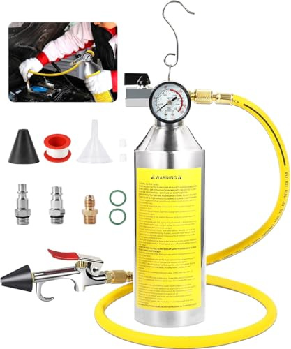 MOTOCOCHE AC Flush Kit avec manomètre, soupape de surpression, tête de pulvérisation et tuyau, nettoyant HVAC pour réfrigérants R410A, R134A, R22, tuyaux de climatisation, condensateur, évaporateur