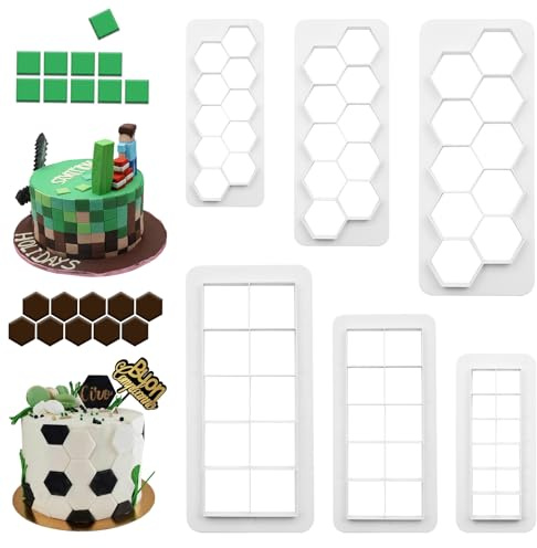 6 Piezas Juego de Cortadores de Galletas Cortador Cuadrado para Galletas Cortador de Galletas Hexagonal Cortadores Geometricos de Plastico para Cookies Fondant Decoración de Pasteles