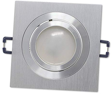 Vonhoff 6x LED Einbaustrahler Set Edelstahl gebürstet eckig 5 Watt neutralweiß 12V MR16 - Einbauleuchte schwenkbar aus Aluminium - 75-85mm Bohrloch 92x92mm Einbau-Spot Decken-Strahler