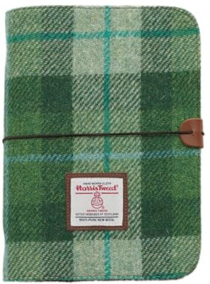 TAILORMAP Harris Tweed A5 Notizbuch-Ordner 6 Ring, Wollstoff-Softcover Nachfüllbarer Planer-Ordner für Nachfüllpapier und Einlagen, Journal zum Schreiben, 80 Seiten (Grün kariert)