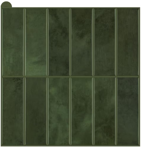 Peel and Stick Backsplash for Kitchen,New Upgrade 12 x 12 Large Premium Kitchen Tiles,Green Sticker on Subway Tile 10-Sheet.