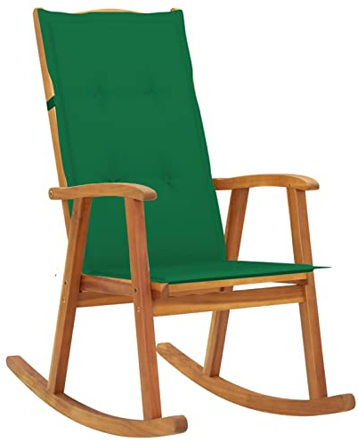Chaduof Schaukelstuhl mit Auflagen, Sessel Wohnzimmer, Schaukelsessel, Schwingsessel, Stillsessel, Ohrensessel, Tv Sessel, Relaxsessel, Rocking Chair, Massivholz Akazie