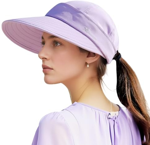 HIQIU Sonnenhut Basecap Damen Visor Cap - Top Abnehmbarer mit Reißverschluss - Verstellbarer UV-Schutz Schirmmütze Damen Sommer Hut für Outdoor Golf und Strand