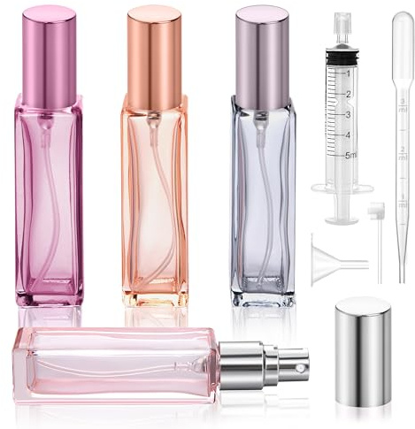 Niboken Parfümzerstäuber Nachfüllbar 20ml, Reisen Parfümflasche aus Glas mit Feinem Nebel, Tragbare Mini Sprühflasche Leer Parfüm Abfüller für Damen und Herren Unterwegs (4 Stück)