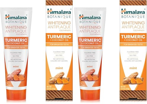Himalaya Whitening Antiplaque Toothpaste with Turmeric + Coconut Oil for Brighter Teeth, 4 oz, (4 oz) (Packung mit 2)