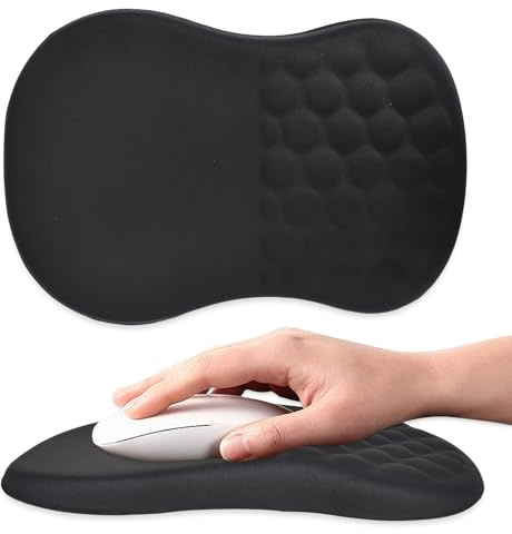Tappetino Mouse Ergonomico,Tappetino Mouse Con Poggiapolsi, Poggiapolsi Mouse Con Memory Foam,Design Massaggiante,Per Computer, Ufficio (Nero)