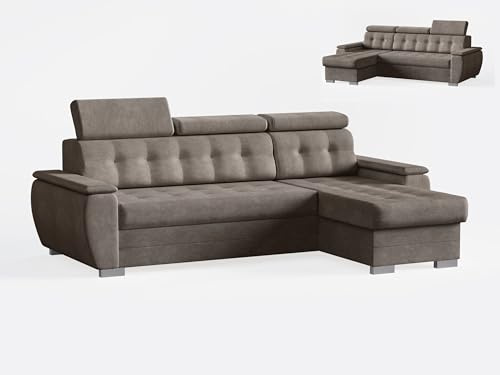 Robin Inspire Tosaro Ecksofa L-Form Schlafsofa Braun | Schlaffunktion, Bettkasten, links/rechts stellbar, Easy Clean Bezug, Stauraum, Eckcouch, Sofa fürs Wohnzimmer