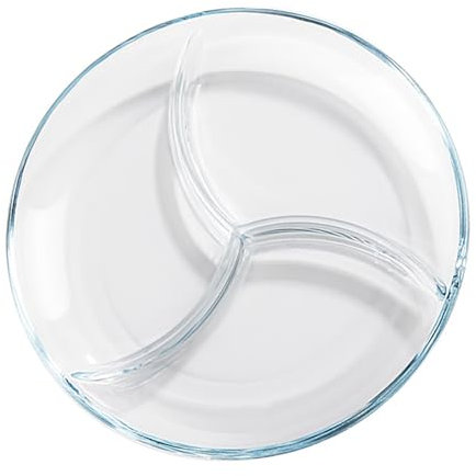 Generisch Assiette de service en verre, assiette à collation avec compartiments, bol à bonbons, assiette de menu pour adultes et enfants