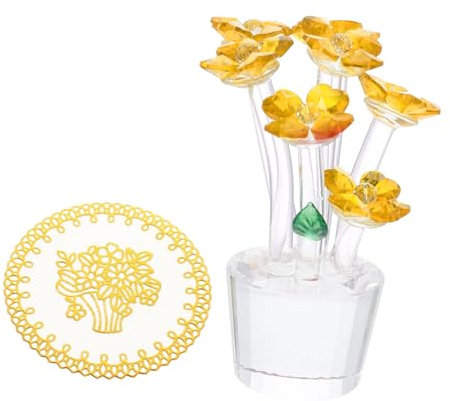 GARVALON Kristall Blumen Schmuck Kristallblumen-Ornament Glas Deko Kristallblume Wohnzimmerschmuck Desktop Dekoration