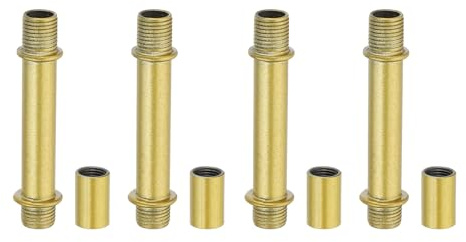 PATIKIL Kit De De Lampe Droites, 4 Ensembles M10 En Acier Au Carbone 60mm (2.36) De Longueur Avec Écrous De Raccordement Et Manchon De Connexion Pour Lampes De Table Et Lustres, Ton Or