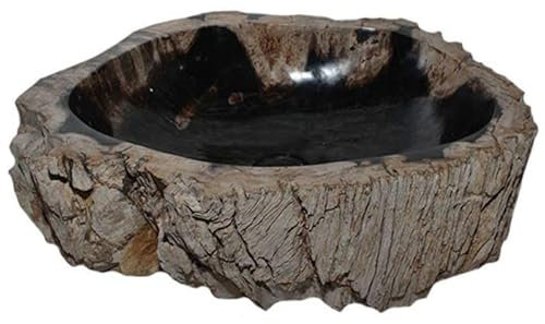 Lavabo da appoggio pietra legno fossilizzato BAGNO 40-59 cm - L 40 x L 35 x H 15 cm