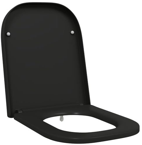 vidaXL Asiento de WC Negro 47,5 x 35 x 3,6 cm Duroplast, Dale un nuevo aire a tu baño, Asiento de inodoro cómodo, Diseño moderno, Mejora práctica para remodelar tu baño