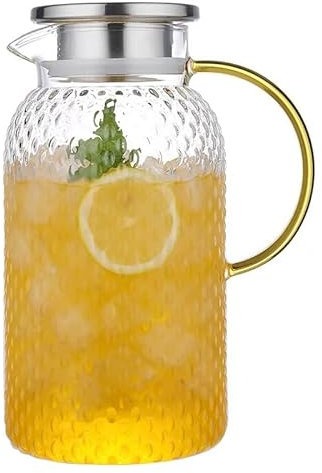 RUIQINGSANY Jarra de cristal de 1,5 litros con tapa y boquilla, jarra de agua, té helado, zumo, para bebidas caseras, té helado, leche, café, vino